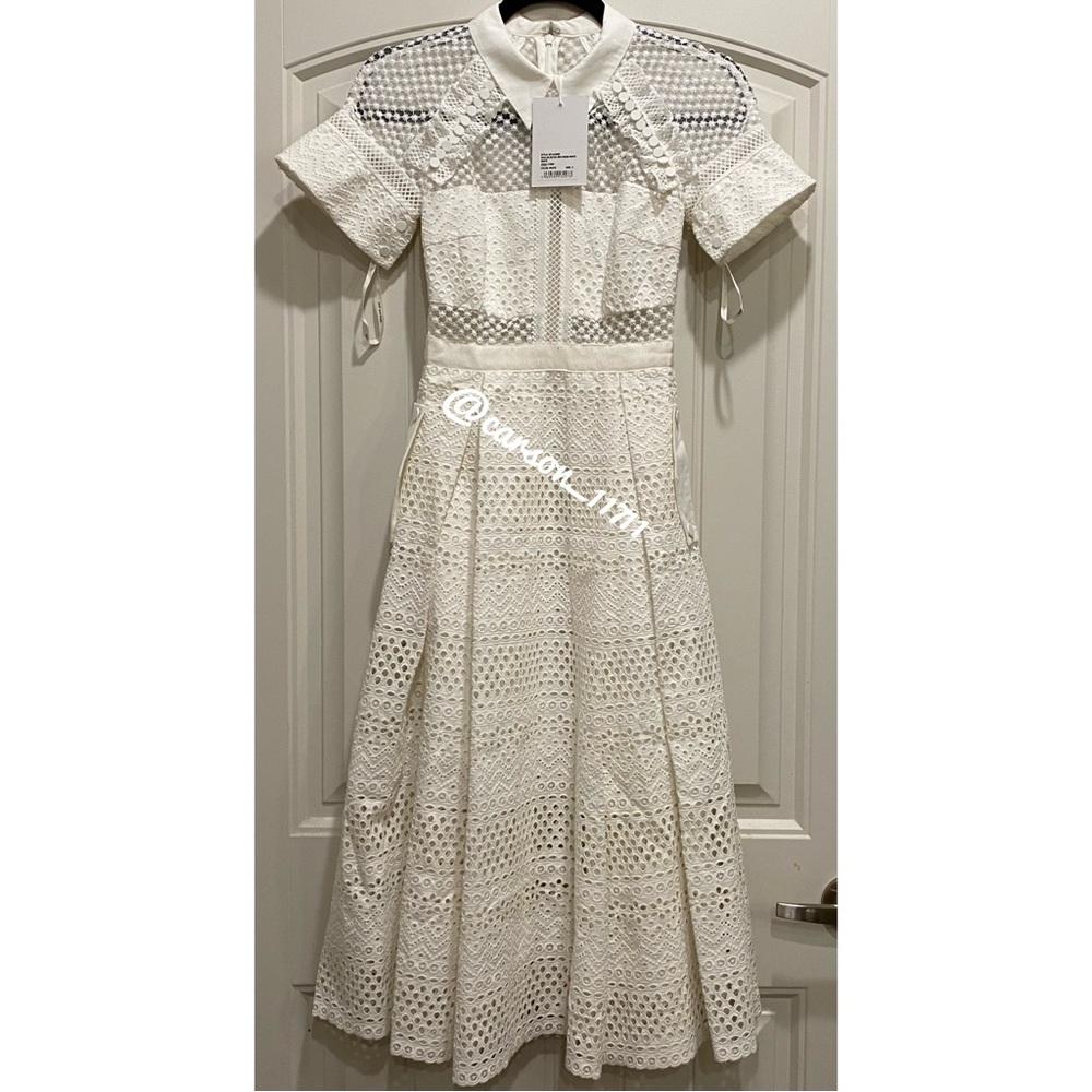 NWT Self Portrait Raglan Midi Dress UK4 US0 White - Picture 8 of 15